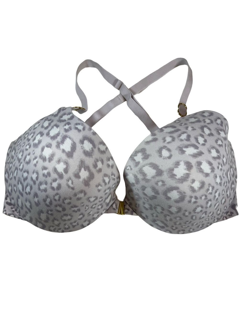 Victoria’s Secret VS Incredible Lined Demi Bra 34DD Animal Print Center Clasp